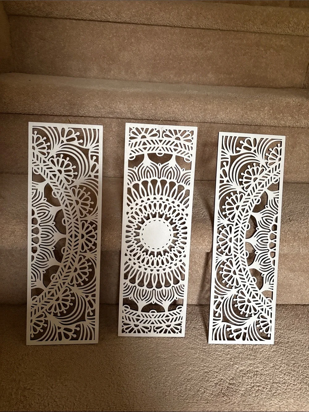 Cream Ornamental Laser-Cut Wall Panels - Set of 3